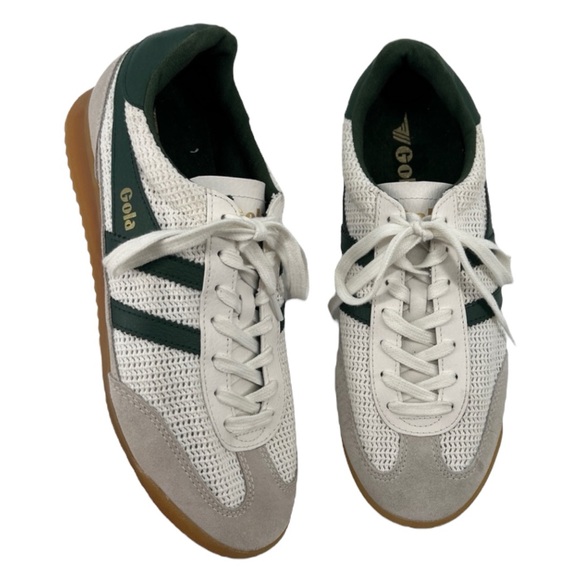 Gola Shoes - Gola Tornado Zephyr Green White Woven Suede Upper Lace Up Low Sneakers 41/10